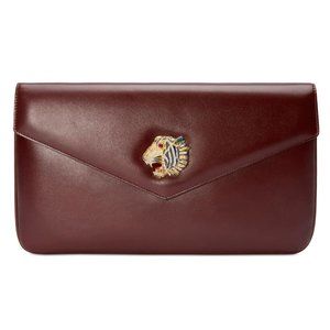 Gucci Rajah Leather Clutch in Burgundy
